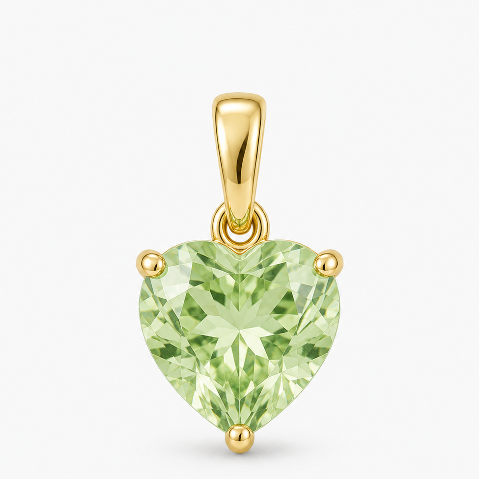 Gold August Birthstone Heart Charm