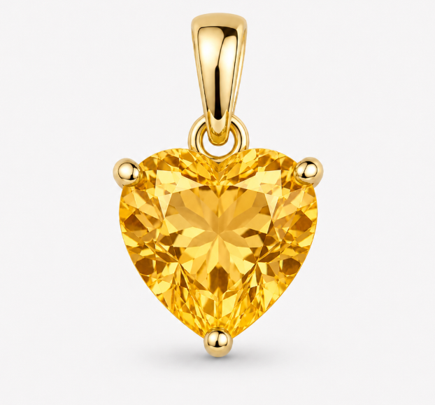 Gold November Birthstone Heart Charm