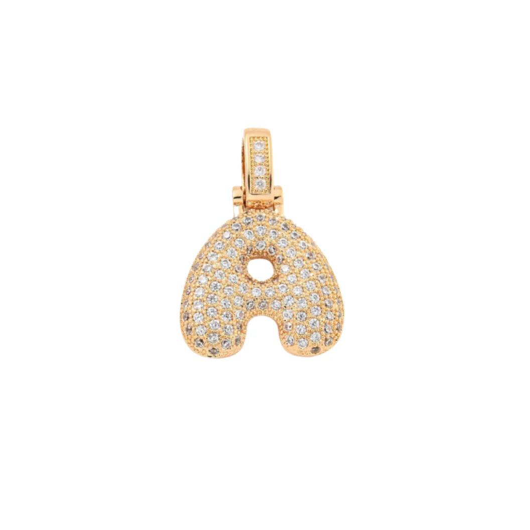 Gold Crystal Bubble Letter A Large Charm