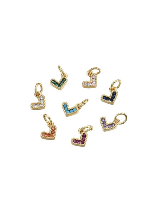 Gold Crystal Multicolor Letter L Charms Set