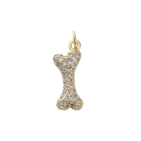 Rhinestone Dog Bone – Silver
