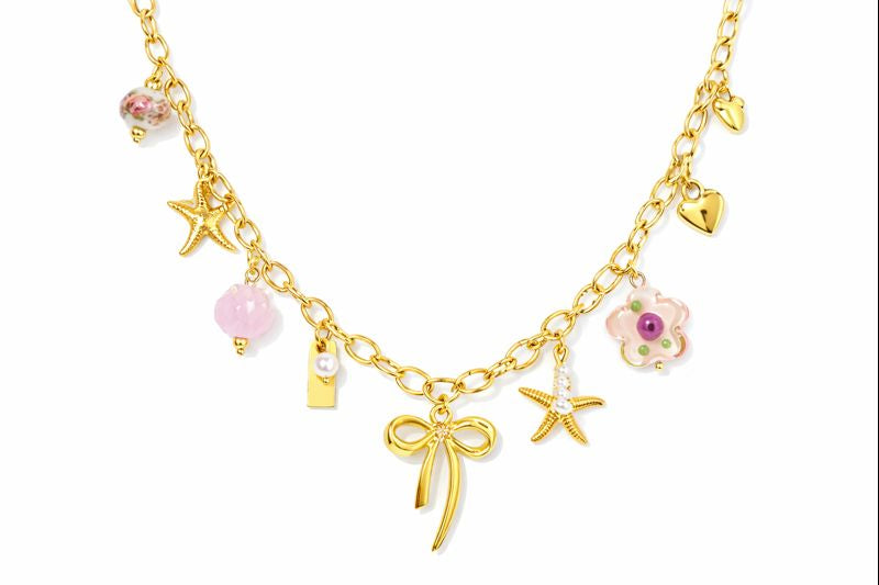 Blush Bow Charm Necklace