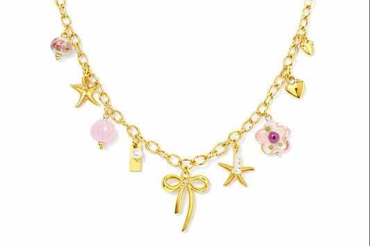 Blush Bow Charm Necklace