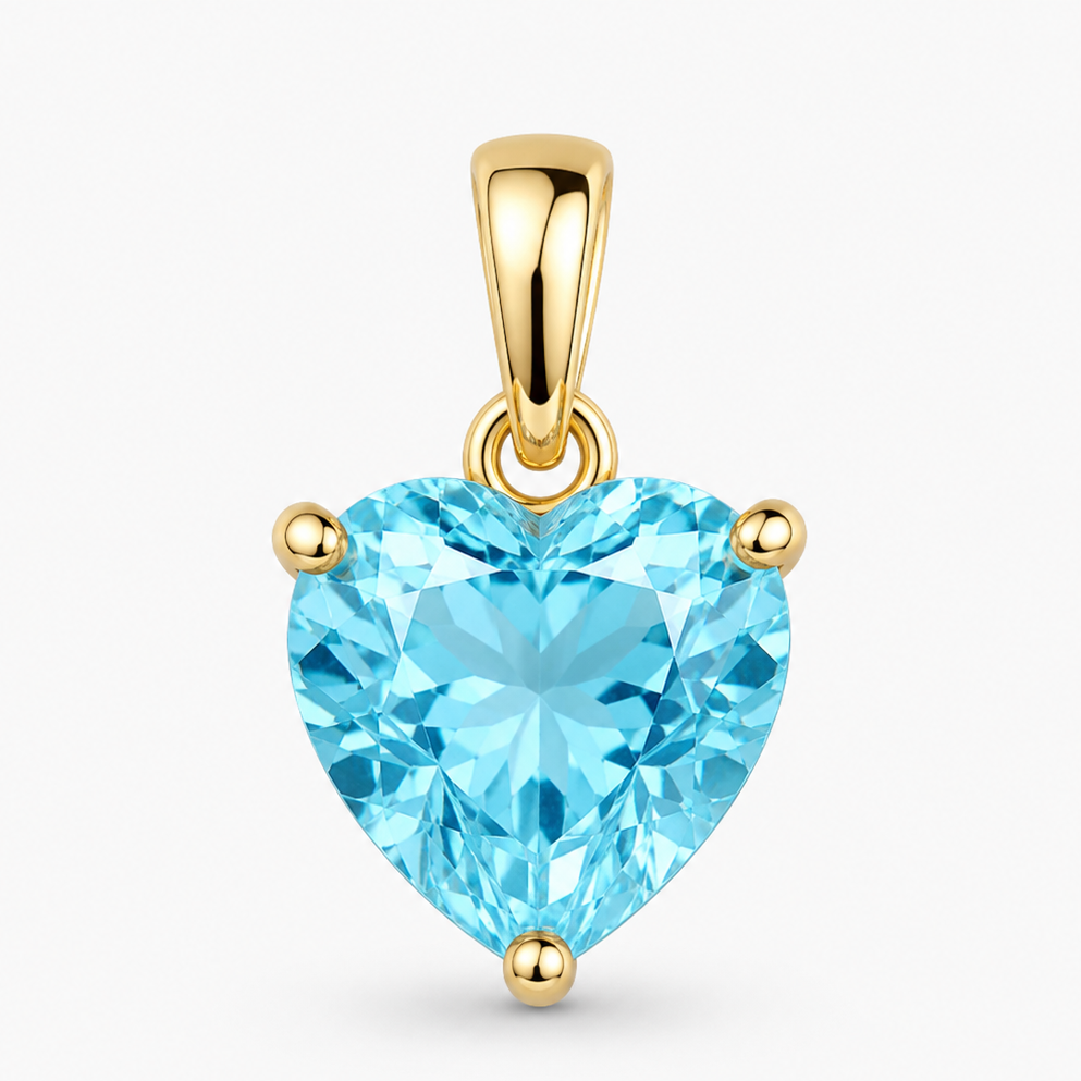 Gold March Birthstone Heart Charm
