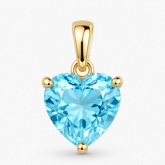 Gold March Birthstone Heart Charm
