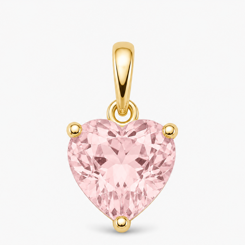 Gold October Birthstone Heart Charm