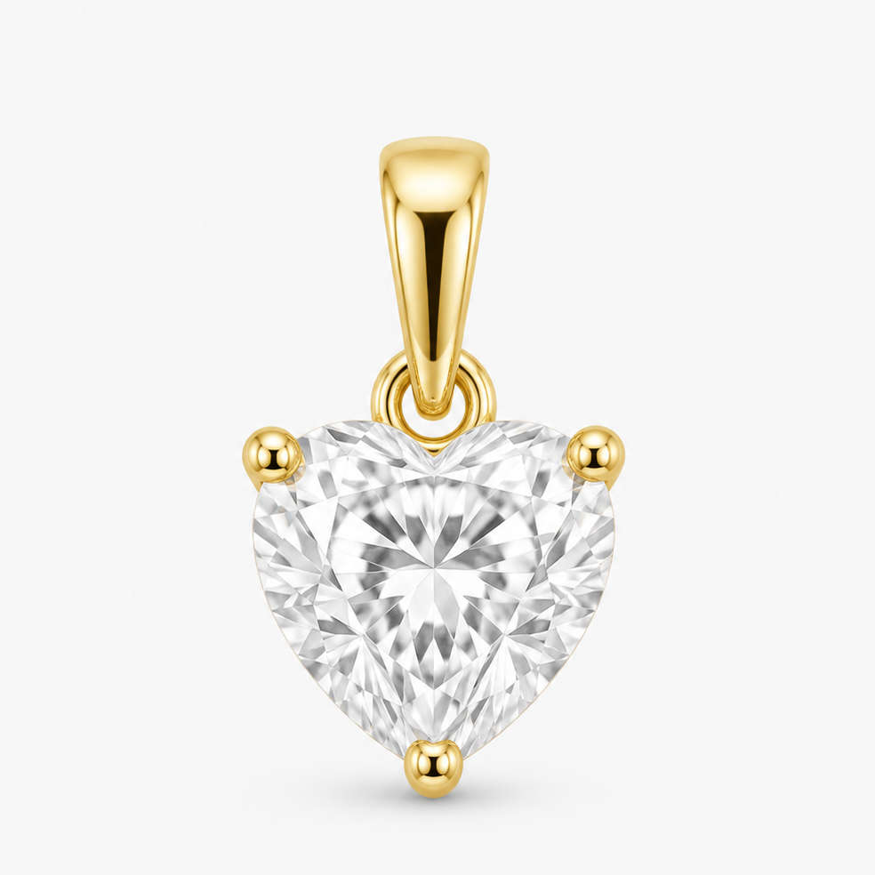 Gold April Birthstone Heart Charm
