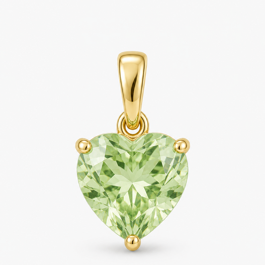 Gold August Birthstone Heart Charm
