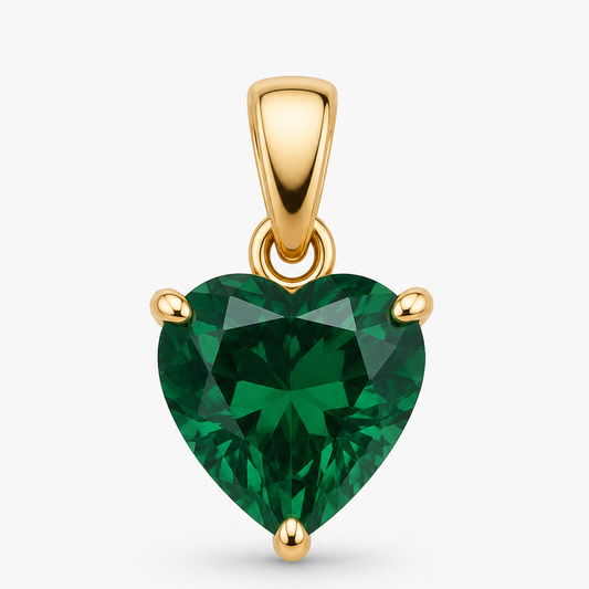Gold May Birthstone Heart Charm