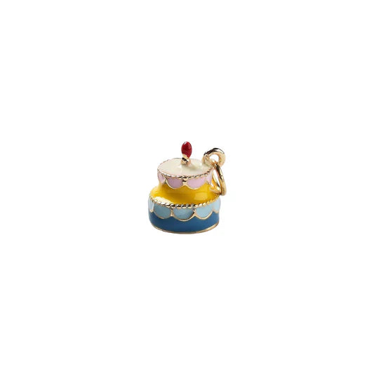 Enamel Birthday Cake Charm Gold