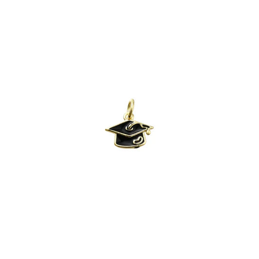 Enamel Black Graduation Cap Charm