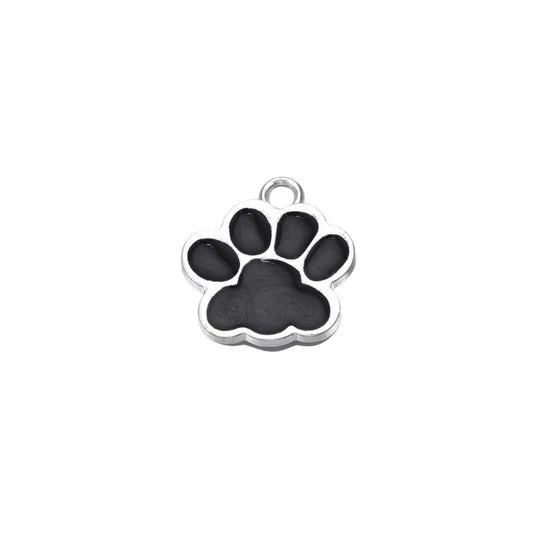 Enamel Black Paw Print Charm