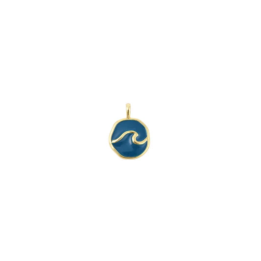 Enamel Blue Ocean Wave Round Charm