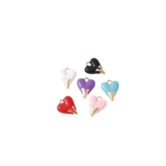 Enamel Elongated Heart Charms Multicolor