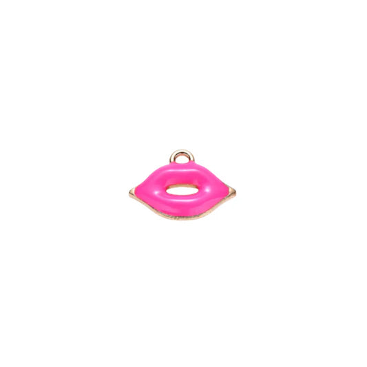 Enamel Pink Lips Charm