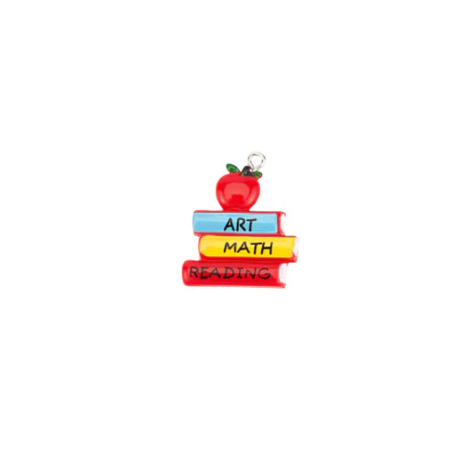 Enamel School Books Apple Charm
