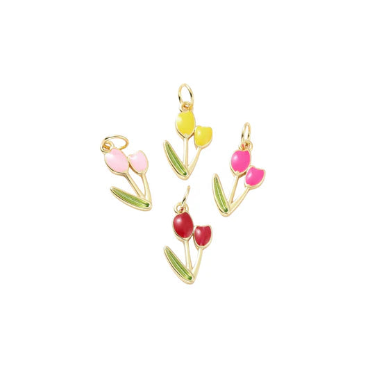 Enamel Tulip Flower Charm Multicolor