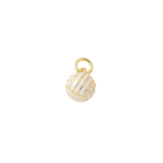Enamel White Volleyball Charm