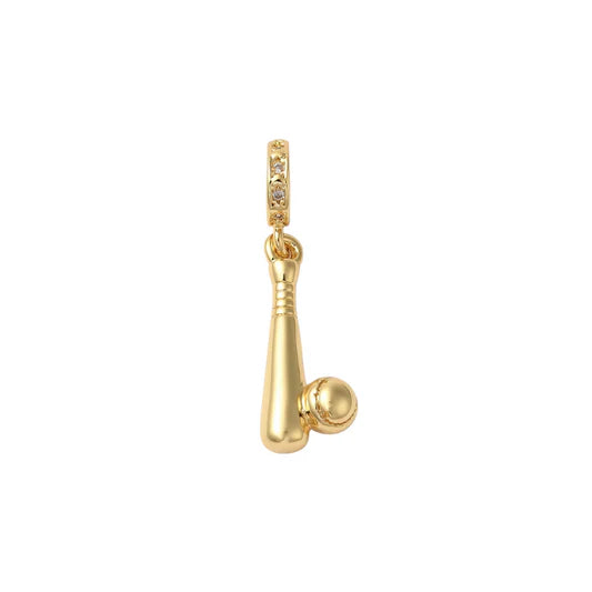 Gold Baseball Bat And Ball Charm