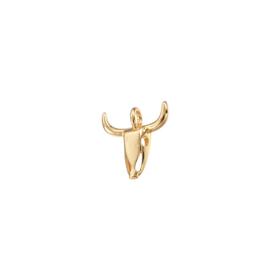 Gold Bull Skull Longhorn Charm