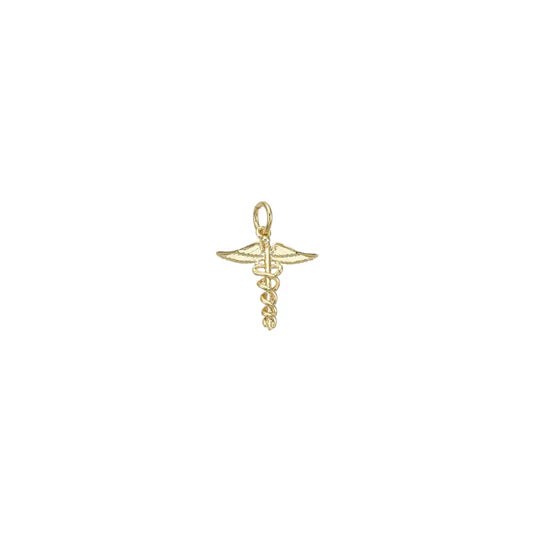 Gold Caduceus Medical Symbol Charm