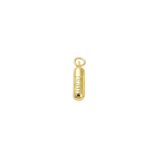 Gold Calm Pill Capsule Charm
