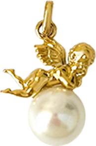 Gold Cherub Angel Pearl Charm
