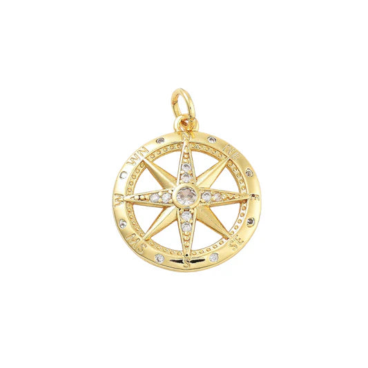 Gold Compass Rose Charm