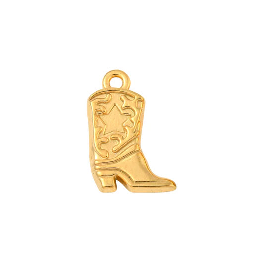Gold Cowboy Boot Star Charm