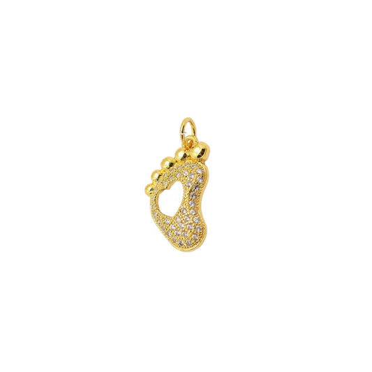 Gold Crystal Baby Footprint Charm