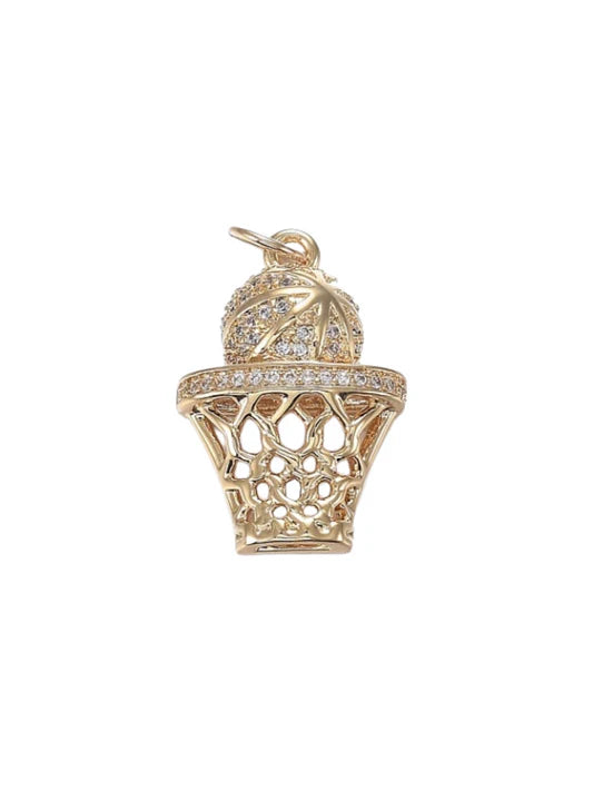 Gold Crystal Basketball Hoop Charm