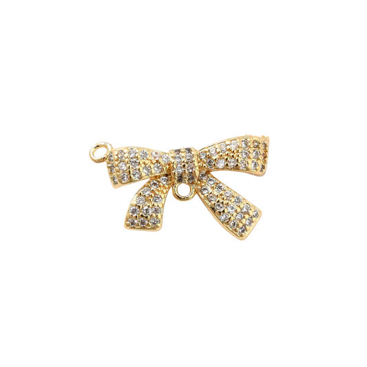 Gold Crystal Bow Connector Charm