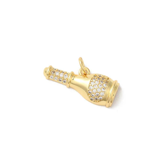 Gold Crystal Champagne Bottle Charm