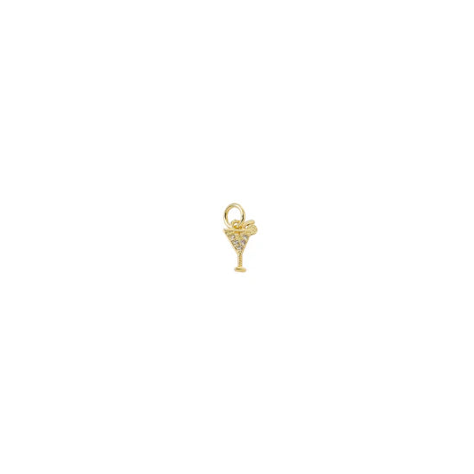 Gold Crystal Cocktail Martini Glass Charm