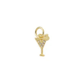 Gold Crystal Cocktail Martini Glass Charm