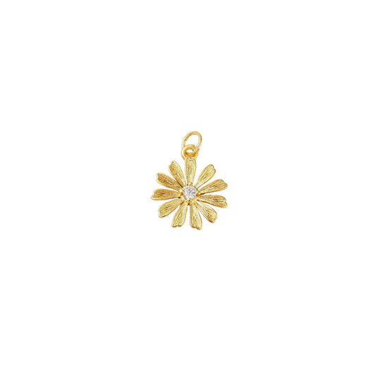 Gold Crystal Daisy Flower Charm
