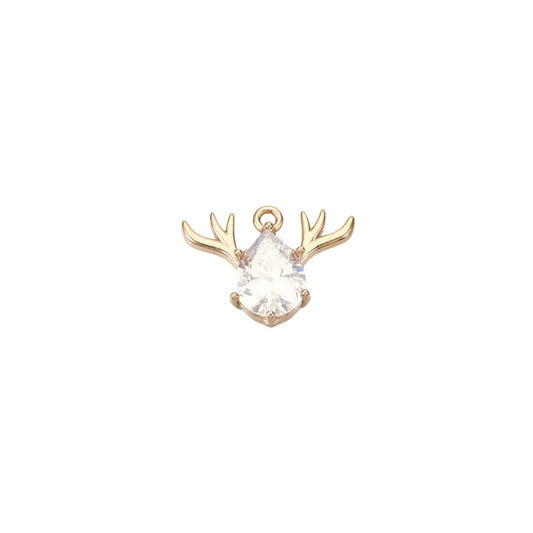 Gold Crystal Deer Antler Charm
