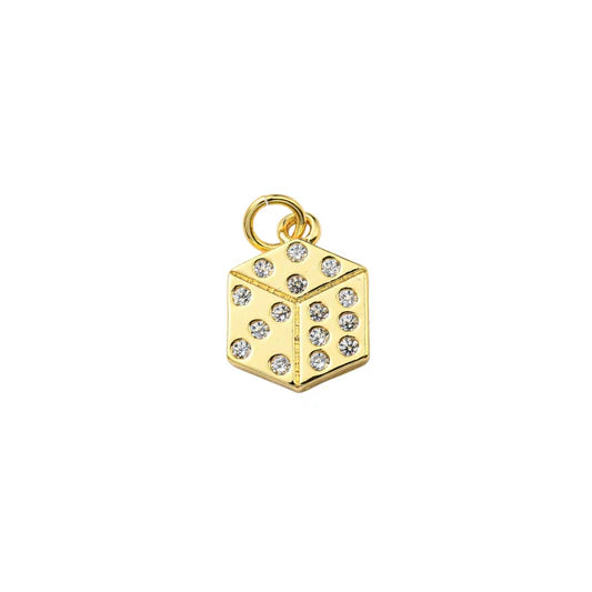 Gold Crystal Dice Charm