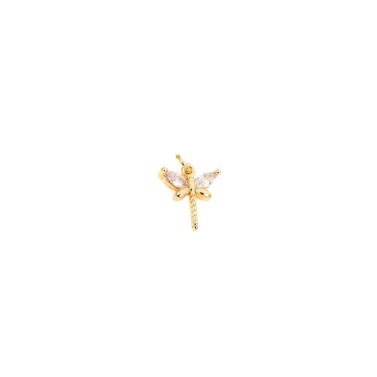 Gold Crystal Dragonfly Charm