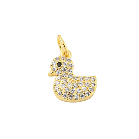 Gold Crystal Duck Charm