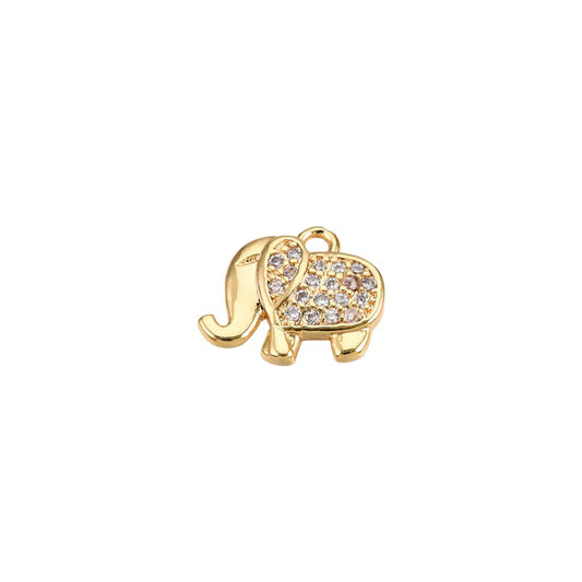 Gold Crystal Elephant Charm