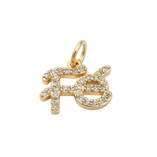 Gold Crystal Fe Symbol Charm