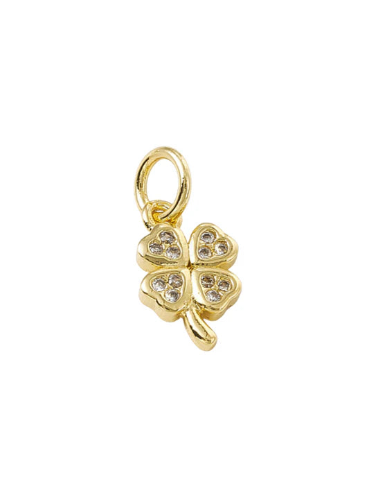Gold Crystal Four Leaf Clover Charm