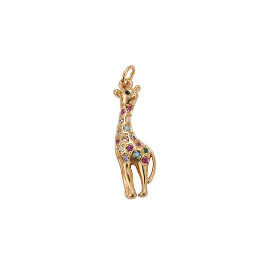 Gold Crystal Giraffe Charm
