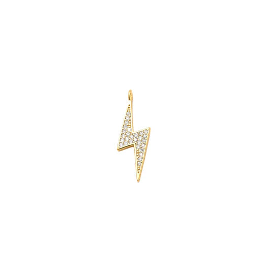 Gold Crystal Lightning Bolt Charm