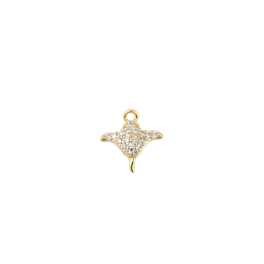 Gold Crystal Manta Ray Charm