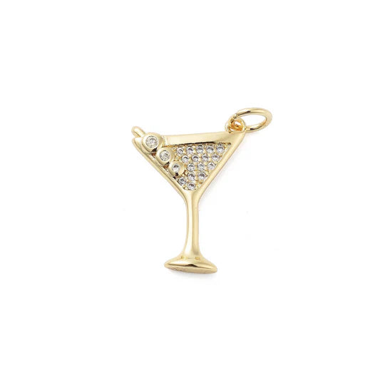 Gold Crystal Martini Glass Charm
