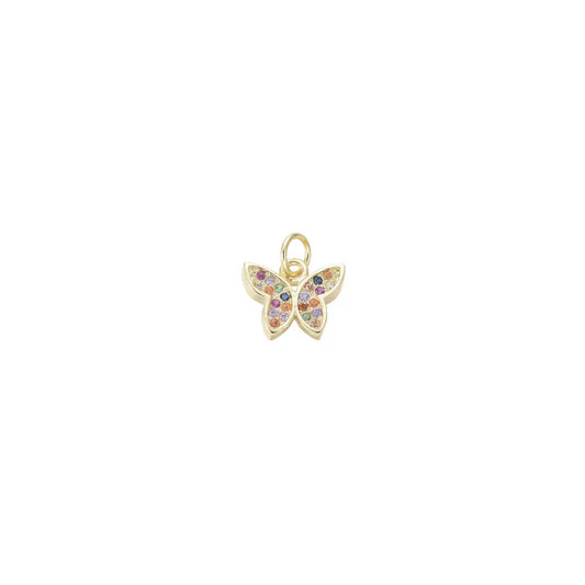 Gold Crystal Multicolor Butterfly Charm