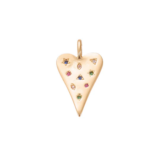 Gold Crystal Multicolor Heart Charm