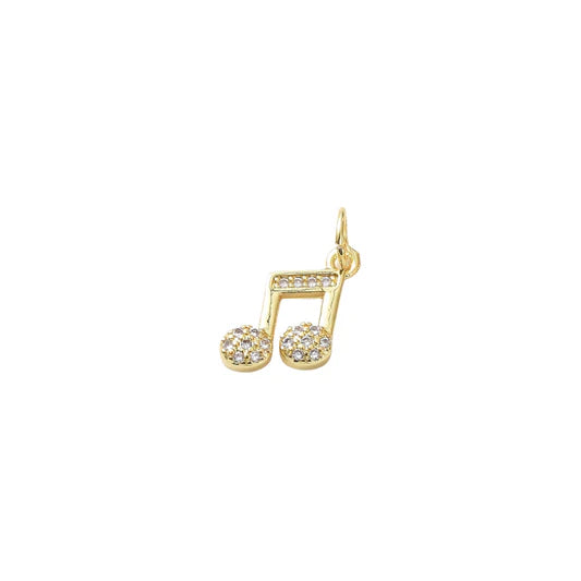 Gold Crystal Music Note Charm